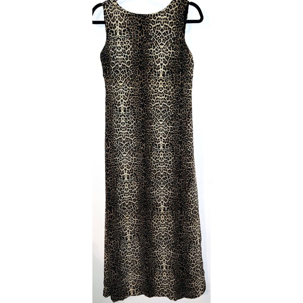Virgo Womens Leopard Print Cheetah Maxi Long Dress Lined Sleeveless Zip Size 10